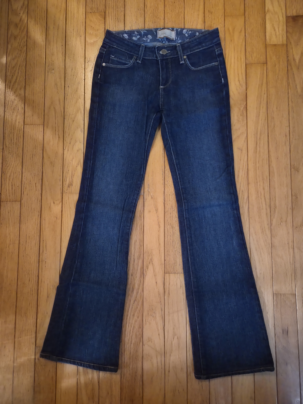 PAIGE Hollywood Hills Low Rise Bootcut Jeans Dark Wash Stretch